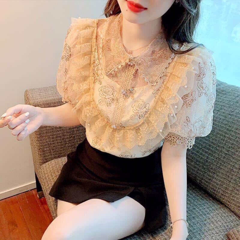 Áo sơ mi ren voan cao cấp kiểu dáng thanh lịch QCNP3882