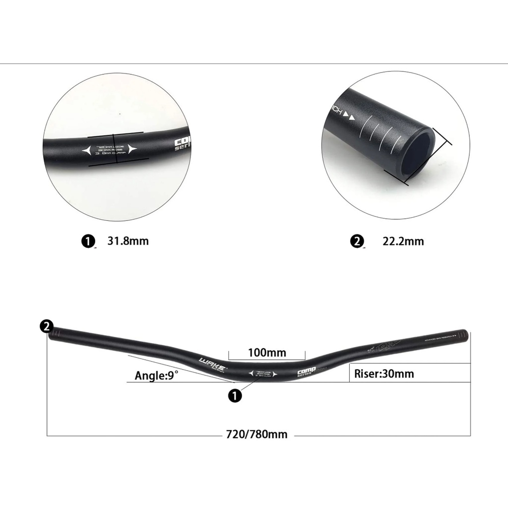 GHI ĐÔNG XE ĐẠP NHÔM WAKE 31.8x720MM TAY LÁI XE ĐẠP NHÔM DÀI 72CM