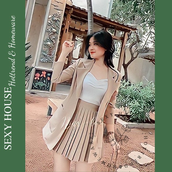 Set vest chân váy - set váy 3in1 style Hàn Quốc phù hợp 4 mùa V212 SEXYHOUSE