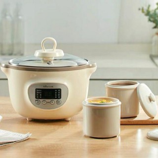 Nồi nấu cháo ninh hầm cách thủy Bear 1,6L đi kèm 3 thố và lồng hấp