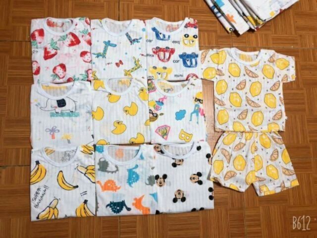 {cài vai} Sét 5 bộ cotton giấy cho bé 9_13kg