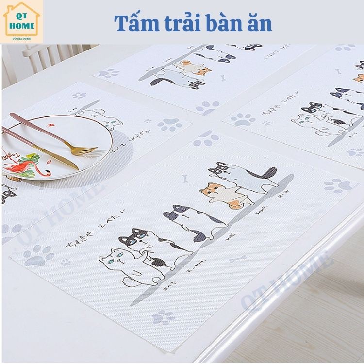Tấm Trải Bàn Ăn PVC Cách Nhiệt Trang Trí Bàn Ăn Với Hình Vẽ Dễ Thương