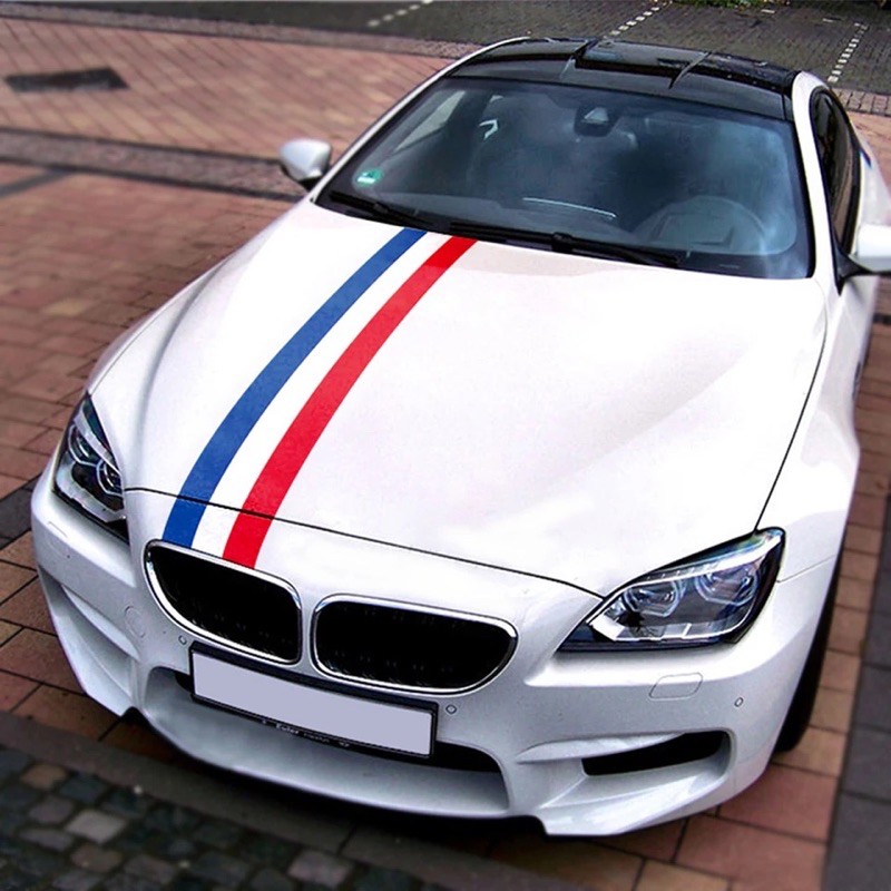 Decal dán xe thể thao phong cách BMW M sport, cờ ý, đức, pháp, loại cao cấp độ bền cao