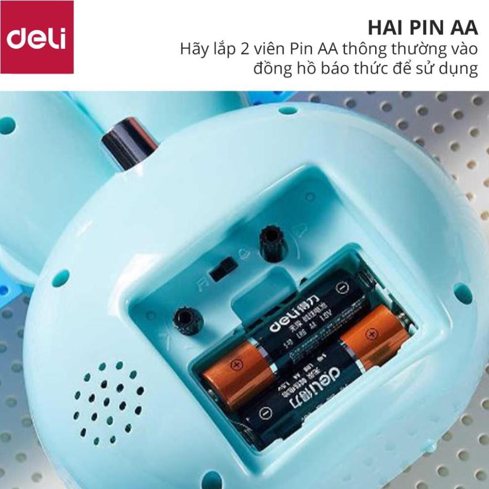 Đồng hồ báo thức thỏ hoạt hình Deli - Trắng/ Xanh/ Hồng - 8803 [Deli]