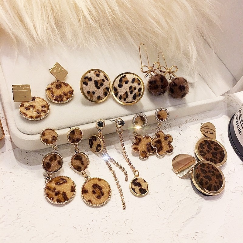 Bông Tai Họa Tiết Da Báo Phong Cách Âu Mỹ Cá Tính