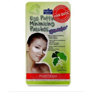 Mặt Nạ Giảm Sưng Bọng Mỡ Mắt Cây Bạch Quả Cây Bạch Quả Purederm [04 Miếng/Gói] [Hàn Quốc