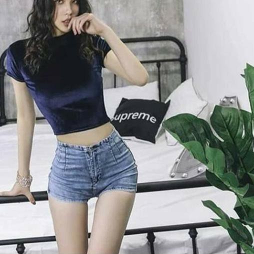 Áo Crop Top Nhung Hàn Quốc Chất Lượng Cao 995 (Size Xs-Xl)