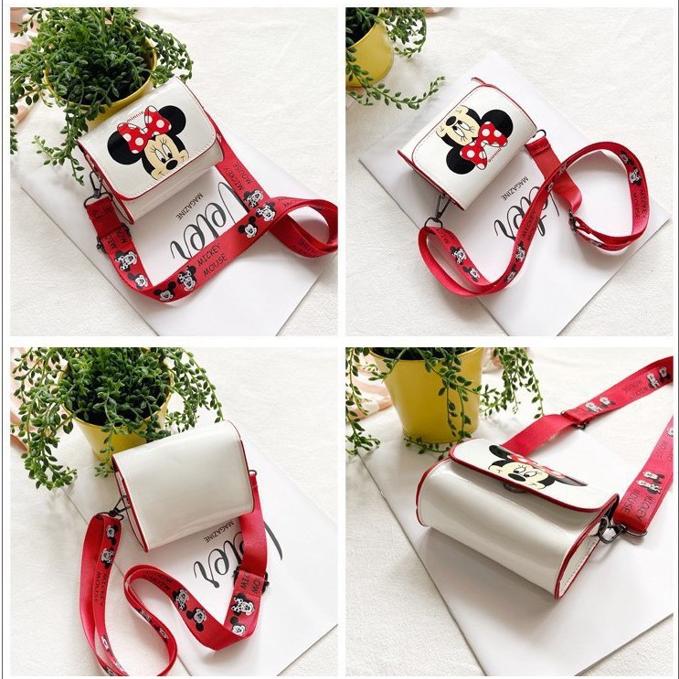 Túi hộp Mickey cho bé gái - Túi đeo bé gái có hình chuột Mini màu đen trắng MIN01