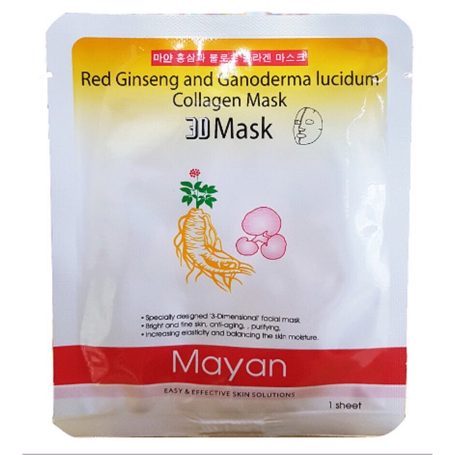 10 Bịch Mặt nạ Mayan Hồng Sâm linh chi (Red Ginseng And Ganoderma Lucidum Collagen Mák)