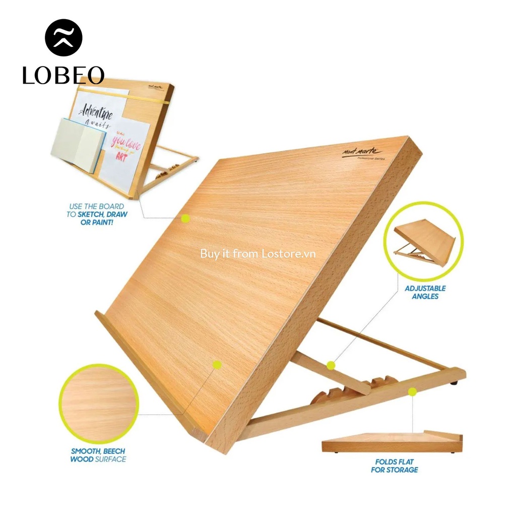 [LỖ STORE] Giá vẽ, bảng kê tranh để bàn gỗ sồi A3 Mont Marte
