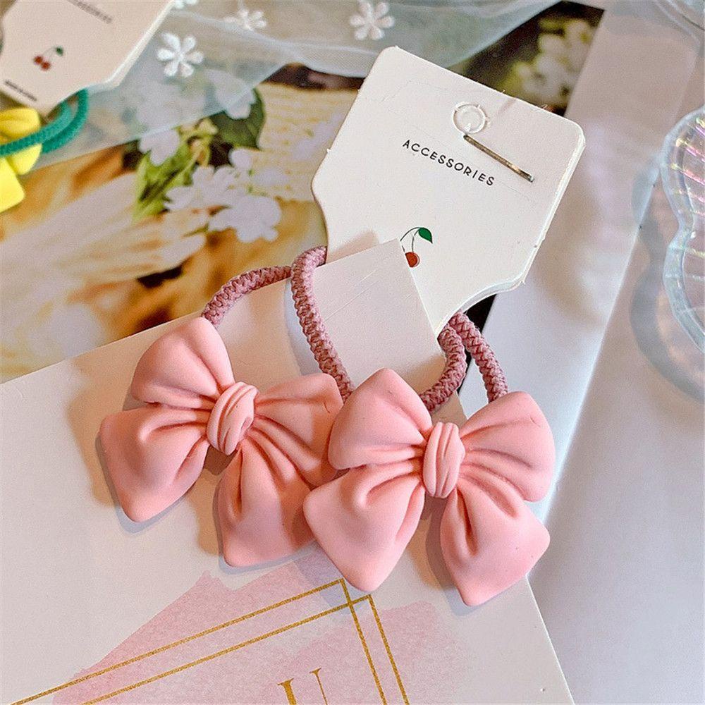 Set 2 Dây Cột Tóc Nơ Co Giãn Nhiều Màu Dễ Thương Cho Bé Gái