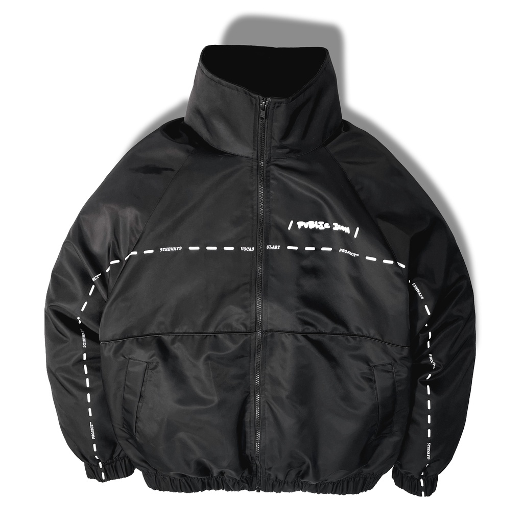 5THEWAY /street vocabulary/ COURT JACKET - BLACK aka Áo Khoác Dù Có Cổ màu Đen