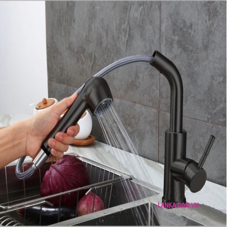 Vòi rửa chén dây rút búa đen ORB04 Nice house - Chuyên thiết bị vệ sinh