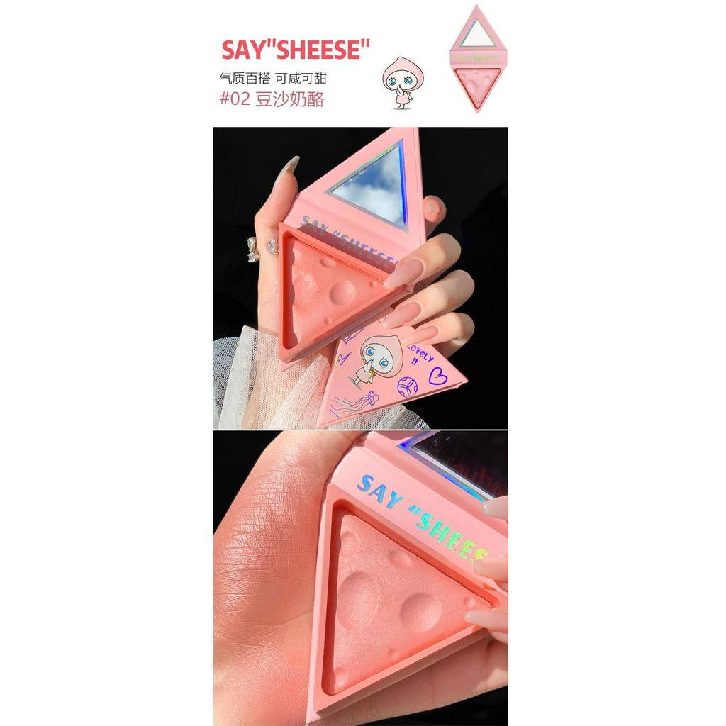 Phấn má một màu trang điểm bắt sáng tự nhiên thiết kế hình viên phô mai độc đáo