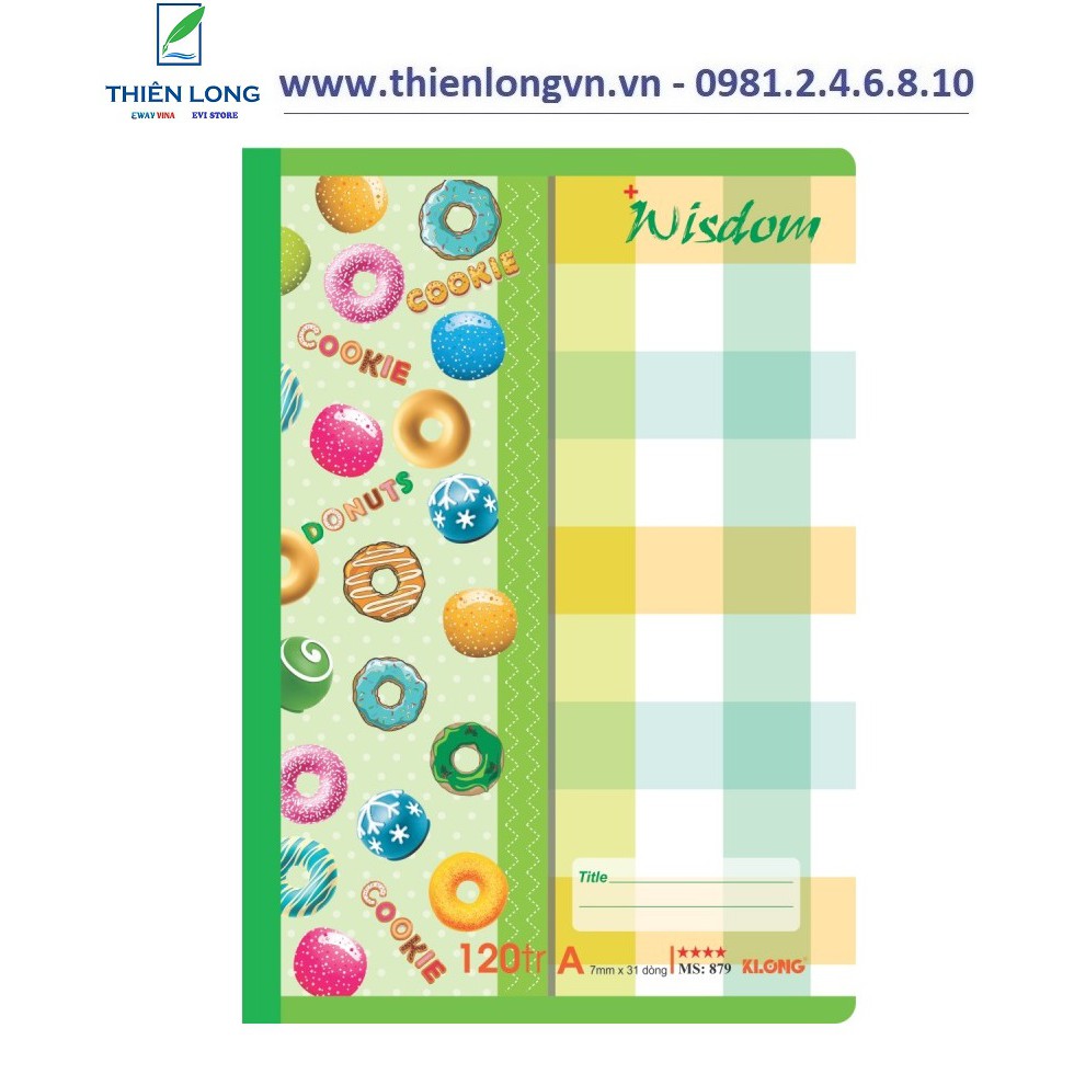 Vở kẻ ngang 120 trang có lề B5 Wisdom Klong 879