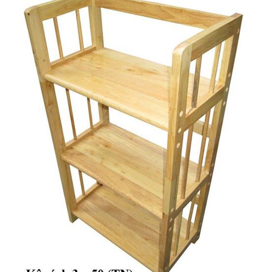 Kệ sách gỗ cao su 3 tầng rộng 40,50,63,80,90 cm