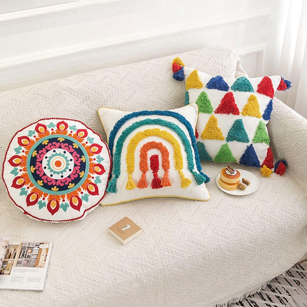 YIYU 1 Vỏ Gối Mềm Màu Cầu Vồng Trang Trí Phòng Ngủ