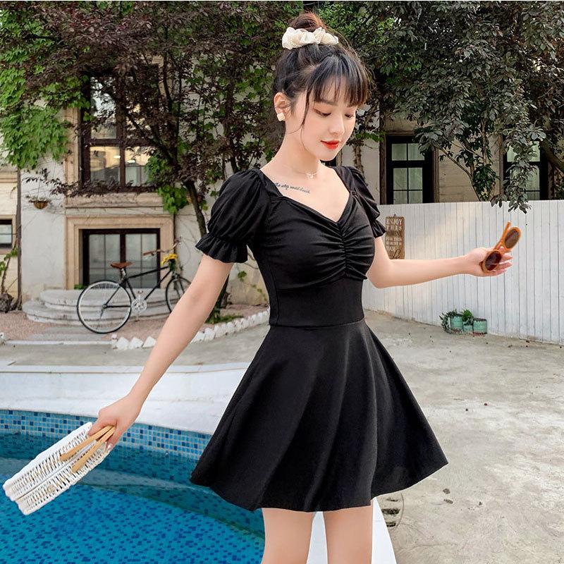Đồ Bơi Một Mảnh Tay Ngắn Màu Trơn Phong Cách Hàn Quốc Thời Trang Dành Cho Nữ 2022