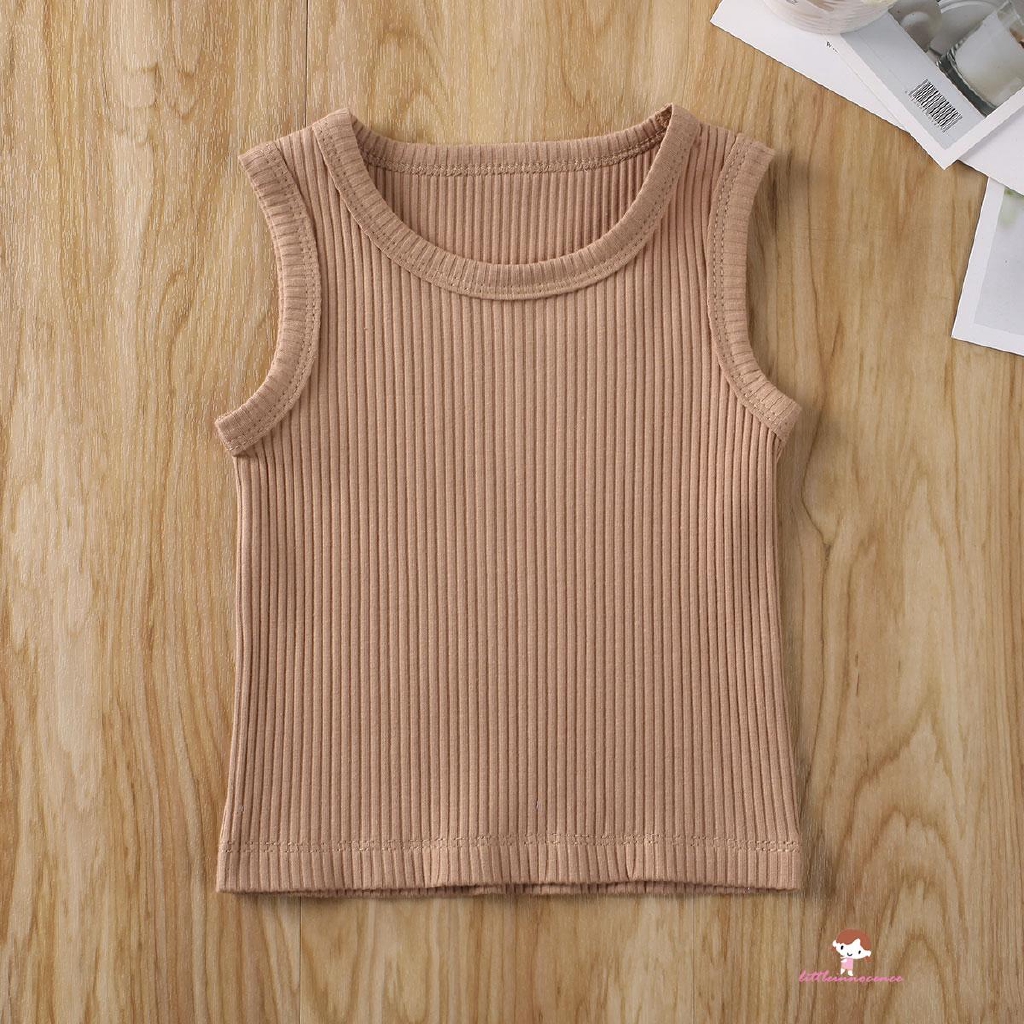 ❤XZQ-0-24m Newborn Summer Loose Round Neck Sleeveless Solid Color Rib Pullover Vest