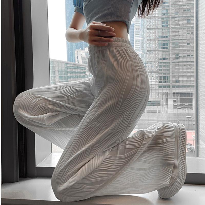 Quần Dài Ống Rộng Lưng Cao Phong Cách Hàn Quốc Thời Trang Xuân Hè Mới Cho Nữ