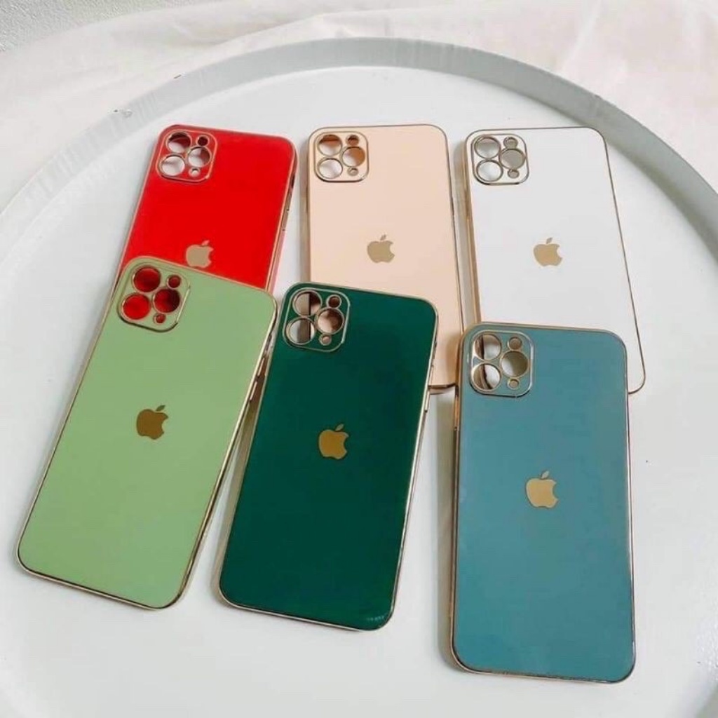 Ốp lưng Iphone viền mạ vàng giả 12 logo táo độc lạ dẻo bóng; 6G/6S ;7/8G ;6PLUS ;7/8PLUS ;X/XS ;XR ;11 ;11PRO ;11PRO MAX