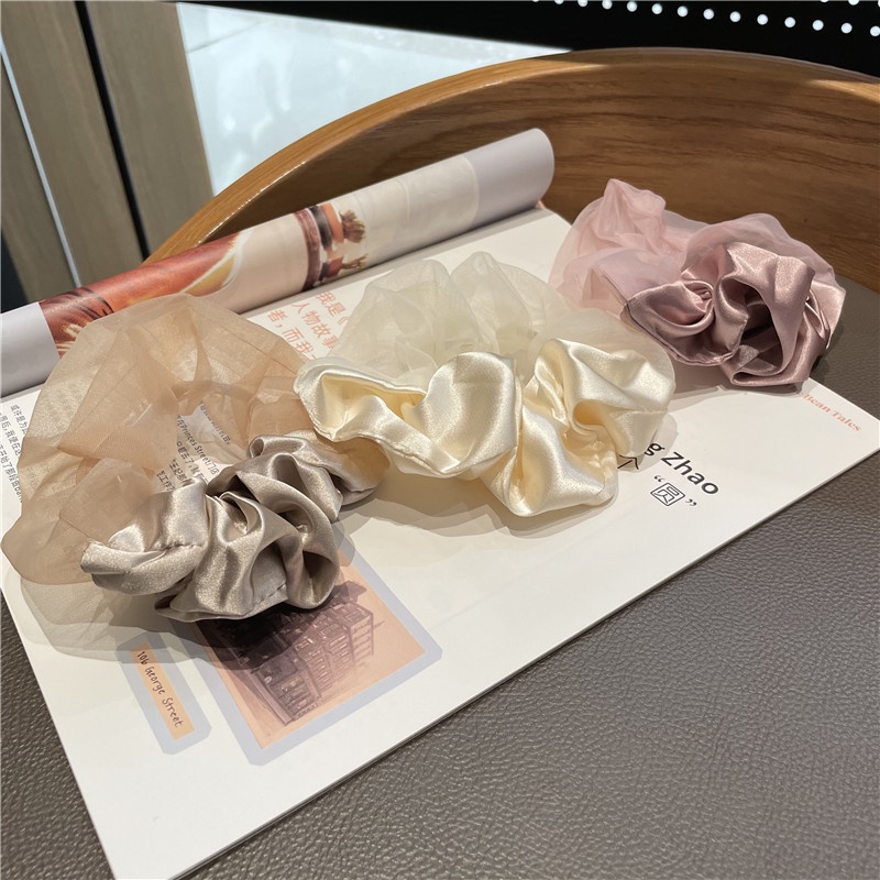 Thun buộc tóc nhiều màu trơn tùy chọn cỡ lớn thời trang cho nữ