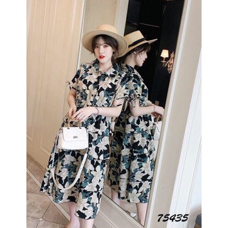 Đầm Hoa Tầng Chất Voan Lụa Cổ Sơ Mi Cực Xinh