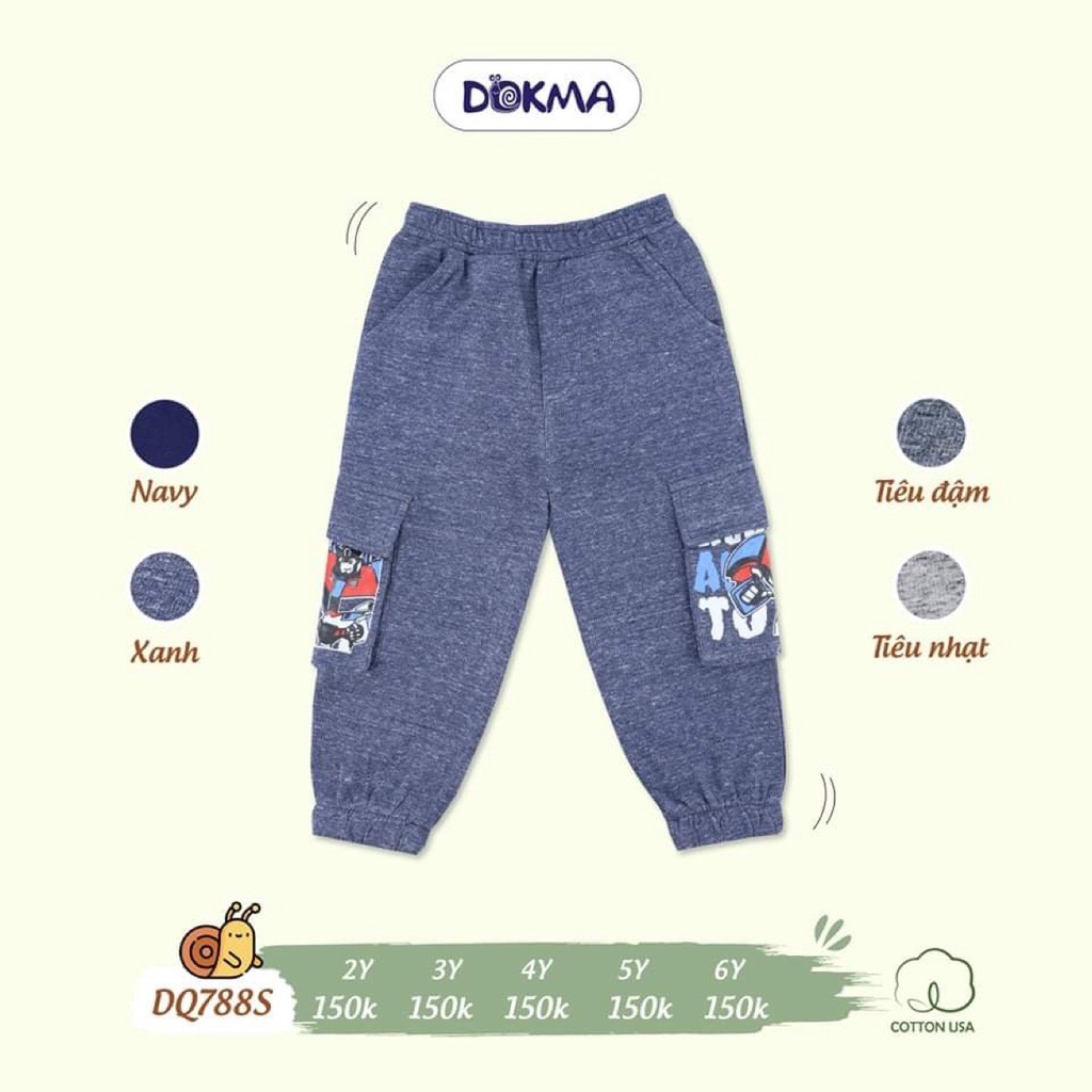Quần dài cho bé trai thu đông chất cotton dày dặn size 2-6Y Dokma sale DQ788S Lamiha