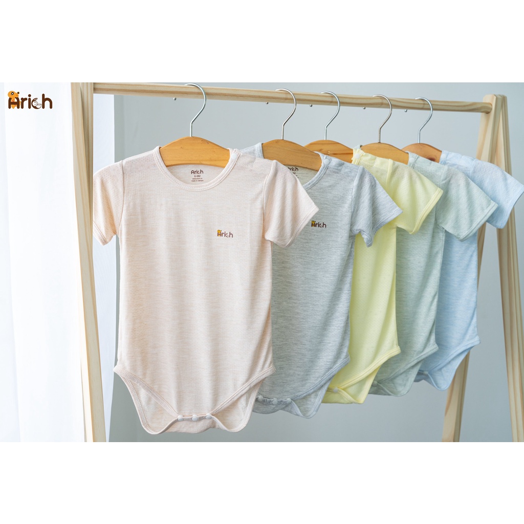 Body chip cộc tay Arich 5 màu trơn vải sợi tre