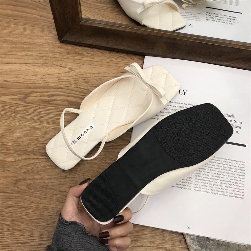 Dép sandal đế thấp quai nơ