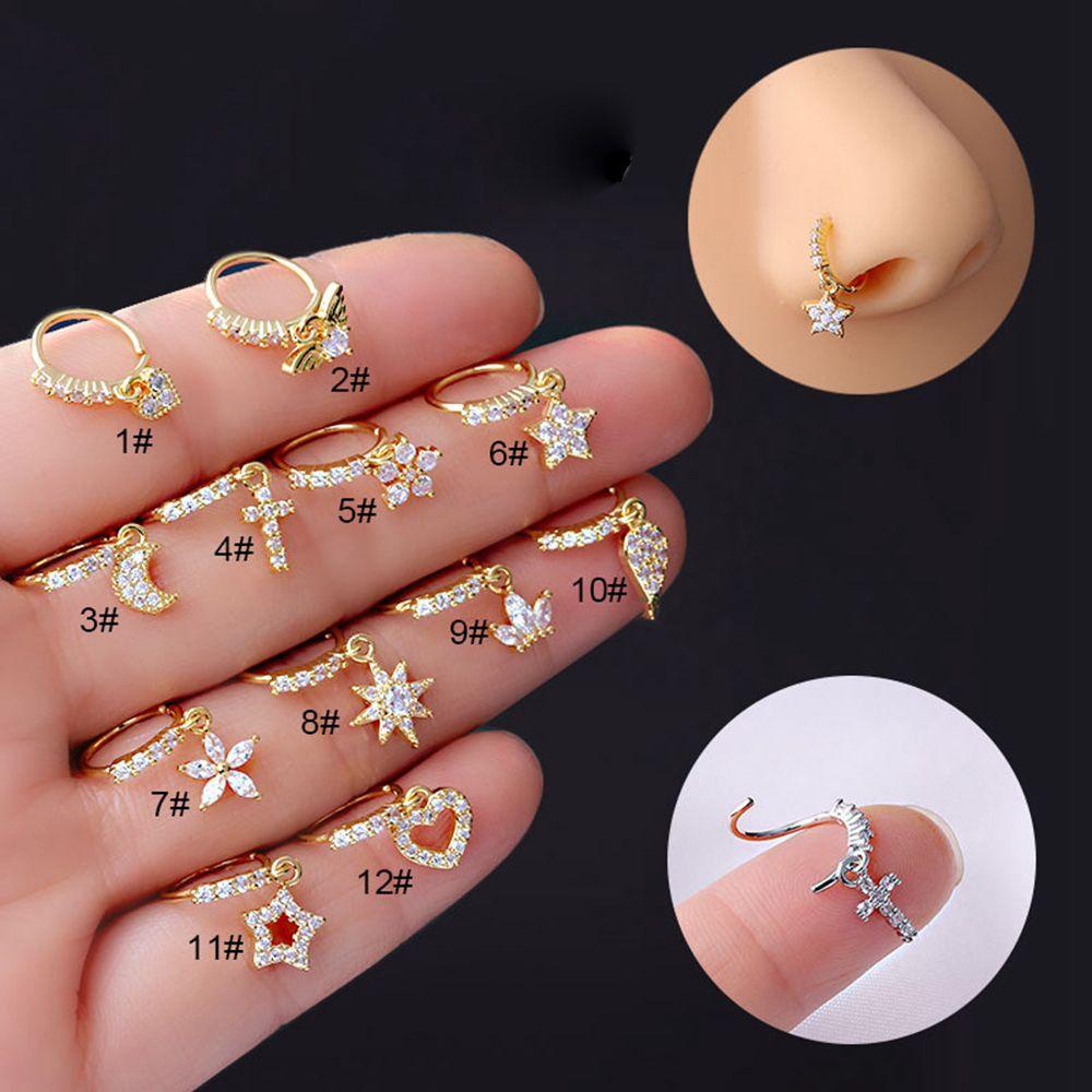 Nhẫn Mũi ESPO Có Mặt Dây Chuyền Sáng Tạo|Khuyên Xỏ Cơ Thể Thời Trang Cá Tính|Trang Sức Cơ Thể Mạ Vàng