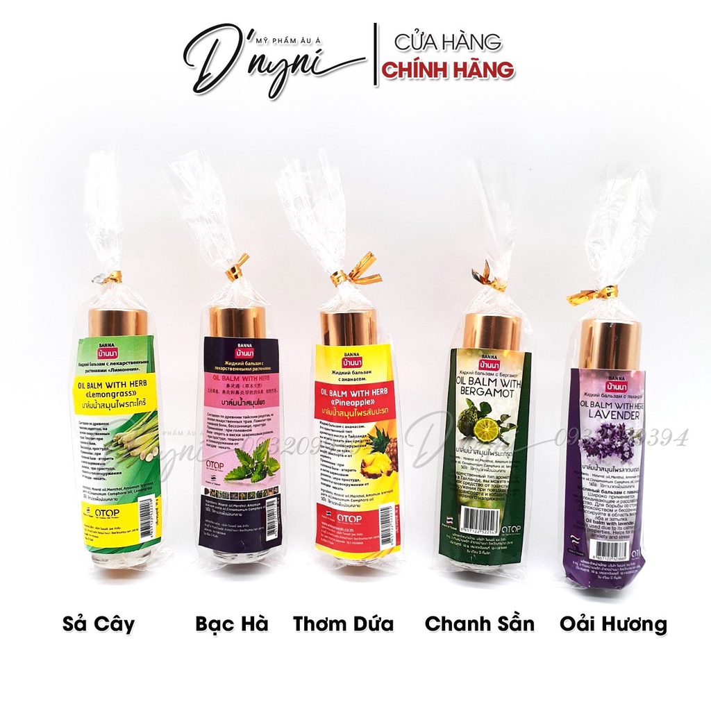 Dầu Gió Lăn Thảo Dược Banna OTOP Oil Balm With Herb Thái Lan 10ml