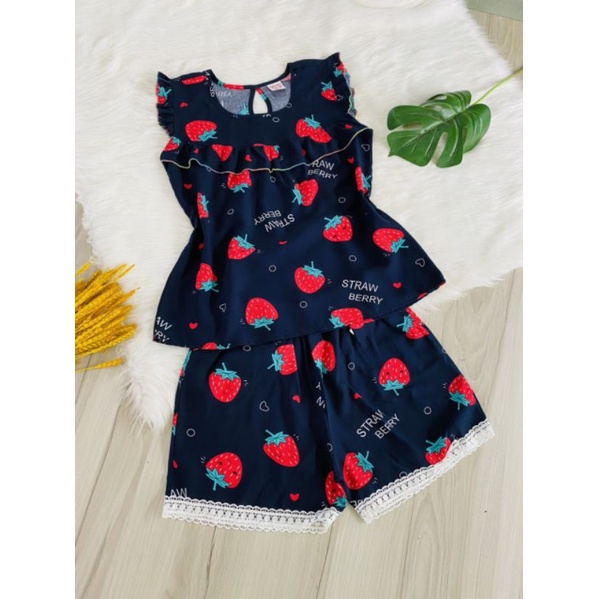 Bộ lanh/tole nữ quần đùi viền ren áo cánh tiên mặc nhà HOA 10 GIO