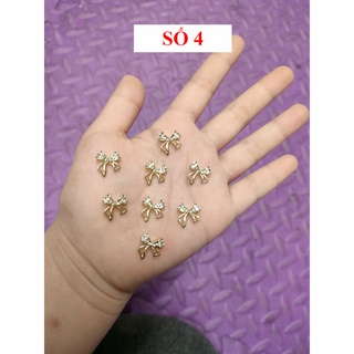 Charm nơ đá nail, Charm nơ trang trí nail móng cao cấp