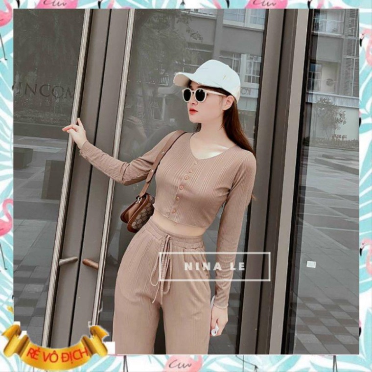 [hot deal]sét bộ xinh tay dài áo sơmi kèm quần dài suông