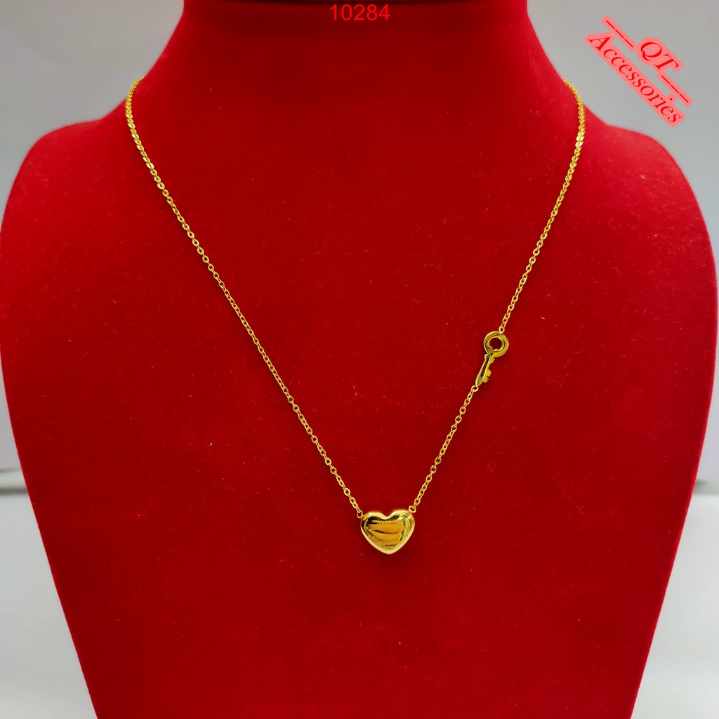 Dây chuyền trái tim chìa khóa titan mạ vàng 18k