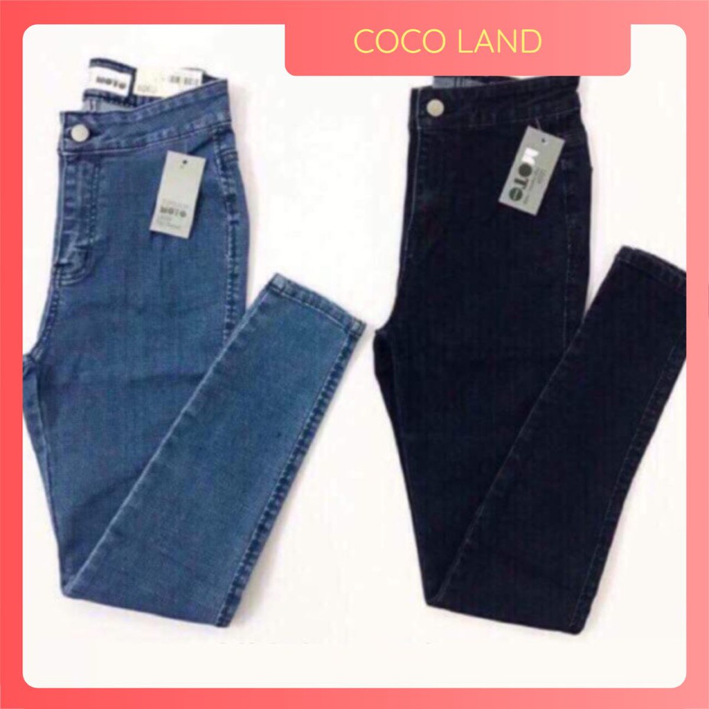 Quần jeans nữ cạp cao trên rốn siêu co giãn form dáng ôm cực đẹp, co dãn 360, Quần Jean Nữ Lưng Cao Túi Trước 1 cúc