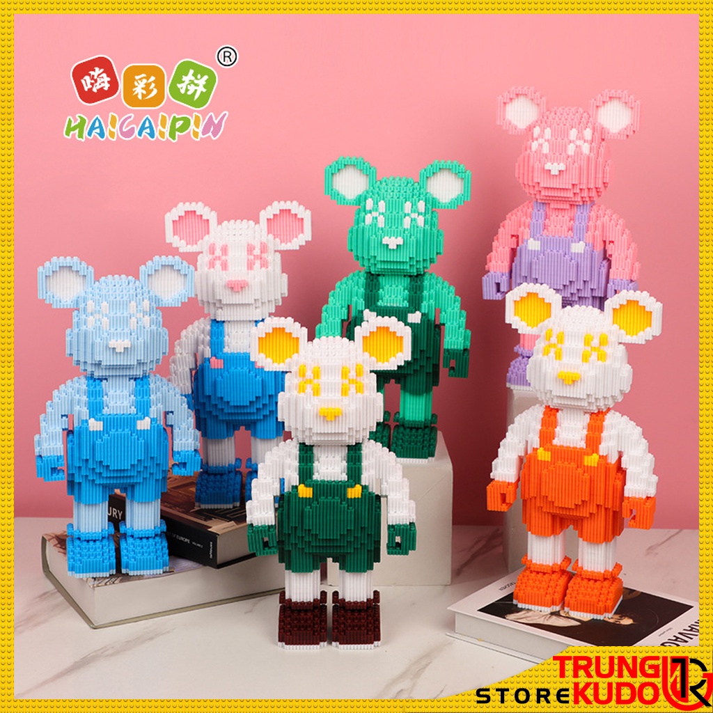 Mô hình Bearbrick lớn hơn 34cm dạng đồ chơi lắp ráp gấu Beabrick làm quà tặng trang trí decor nhà
