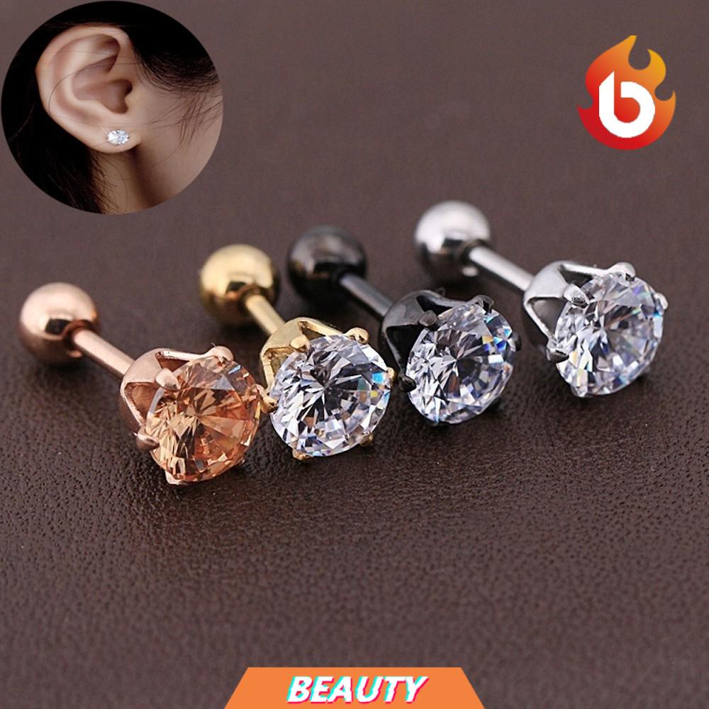 1 Khuyên Tai Bằng Thép Titan Đính Đá Zirconia Nhiều Màu Thời Trang Cho Nam Nữ