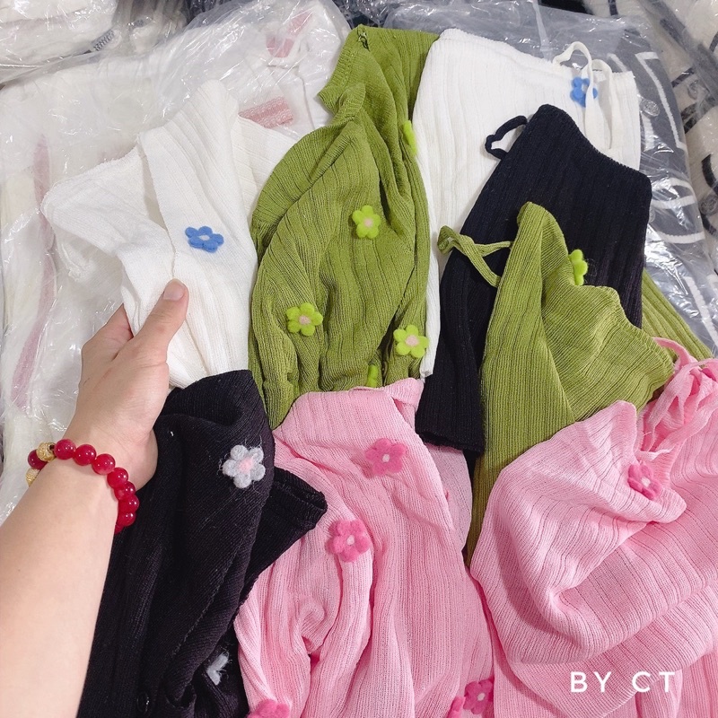 SÉT ÁO LEN CẶP HOA NỔI ĐIỆU ĐÀ QUẢNG CHÂU MS16552