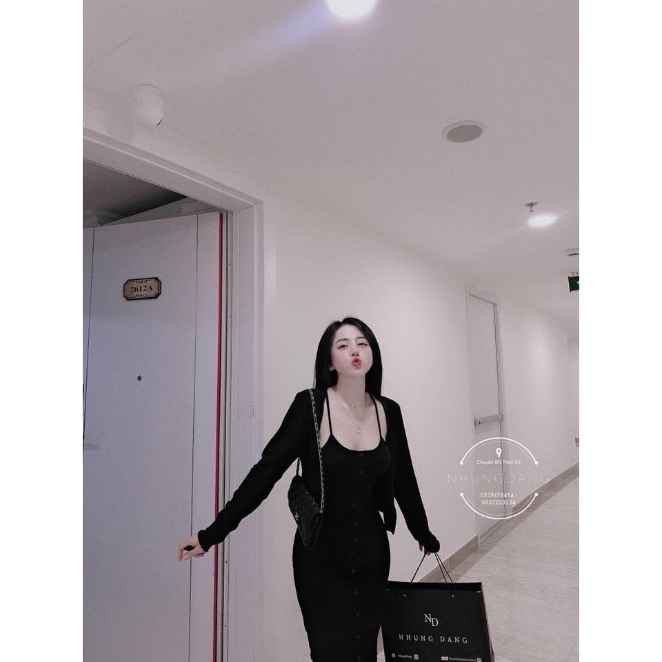 Đầm Body 2 Dây Phom Dài Kèm Áo Khoác Chất Thun Gân Thích Hợp Mặc Đi Tiệc Đi Làm Đi Chơi | BigBuy360 - bigbuy360.vn