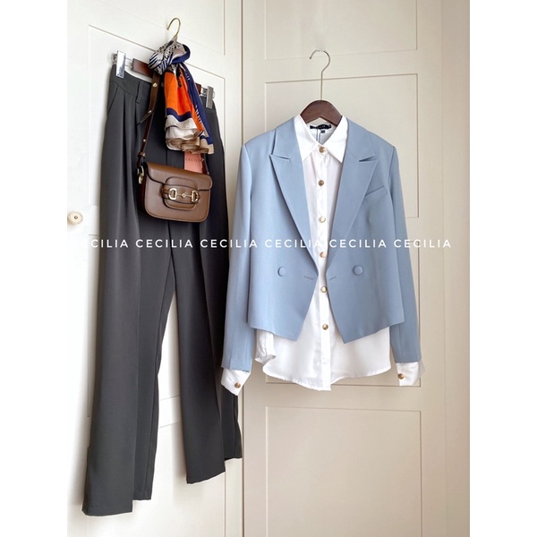 Áo blazer nữ dài tay dáng ngắn lỡ CECILIA Design - thiết kế ASTER (Ảnh thật) hợp với người thấp nhỏ, ko ngắn như croptop | BigBuy360 - bigbuy360.vn