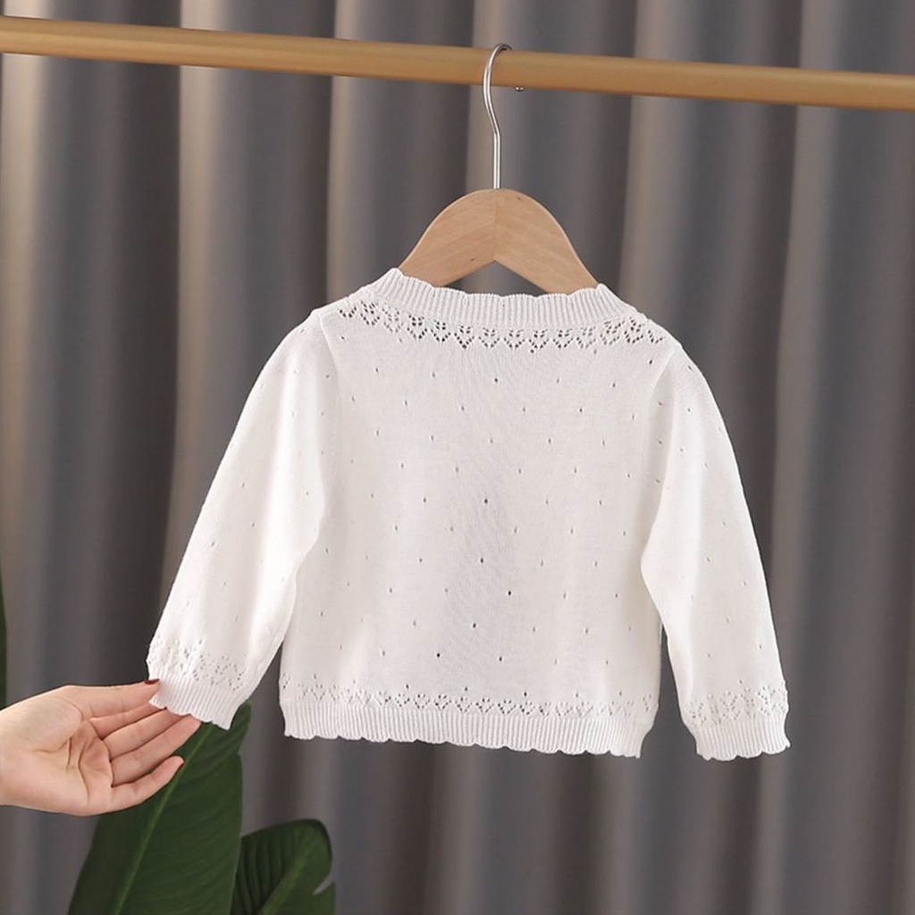 Áo Khoác Dệt Kim Mỏng Chống Nắng Phong Cách Xuân Hè Cho Bé Gái