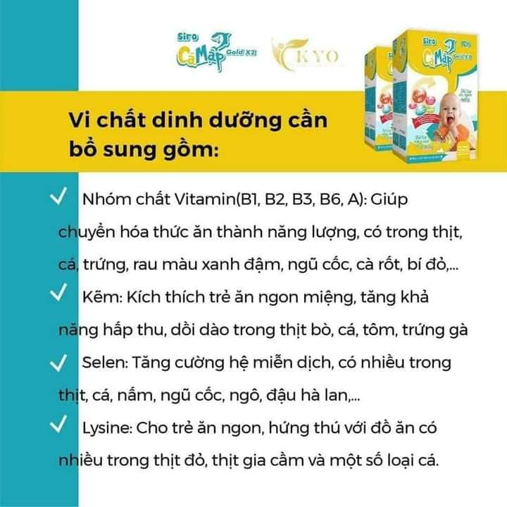 Siro Ăn Ngon Cá Mập Gold X2 Baby Shark chính hãng hộp 30 gói