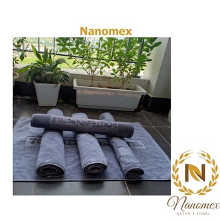 Thảm chân nâu xanh khách sạn 40x65cm Nanomex thảm cotton cực dầy, khách sạn 5