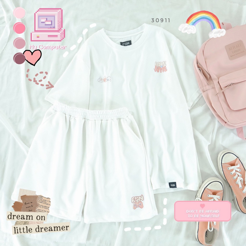 Set thun LOVE HATE nhiều màu form rộng dễ mặc basic unisex (có ảnh thật shop chụp) - Made by Fiin