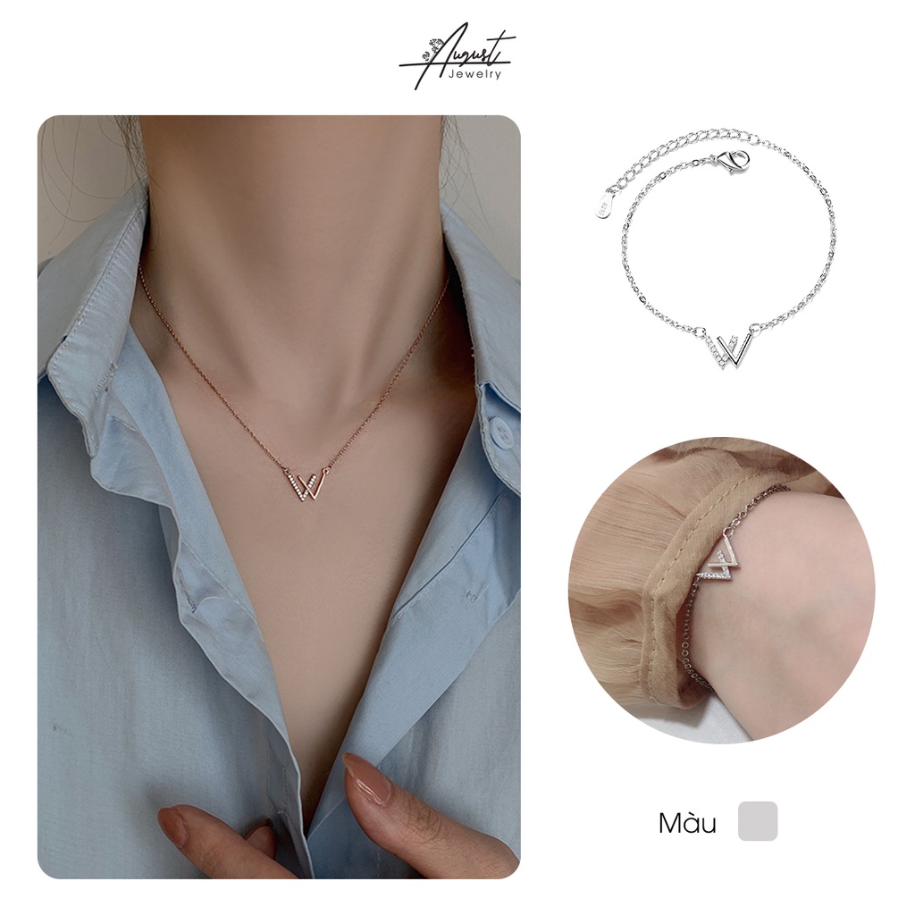 [Augustcloth | AugustJewelry] Dây chuyền/ vòng cổ hợp kim chữ W phong cách Hàn Quốc