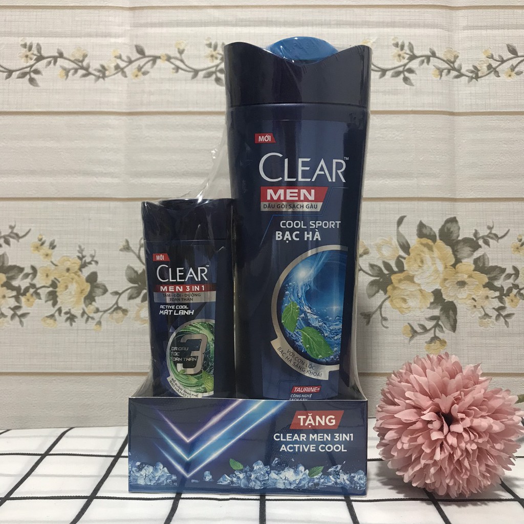 [CHÍNH HÃNG MUA 1 TẶNG 1] Dầu Gội Clear 340g  Mát Lạnh Bạc Hà tặng kèm gội Strong Me hoặc Active Cool 70g