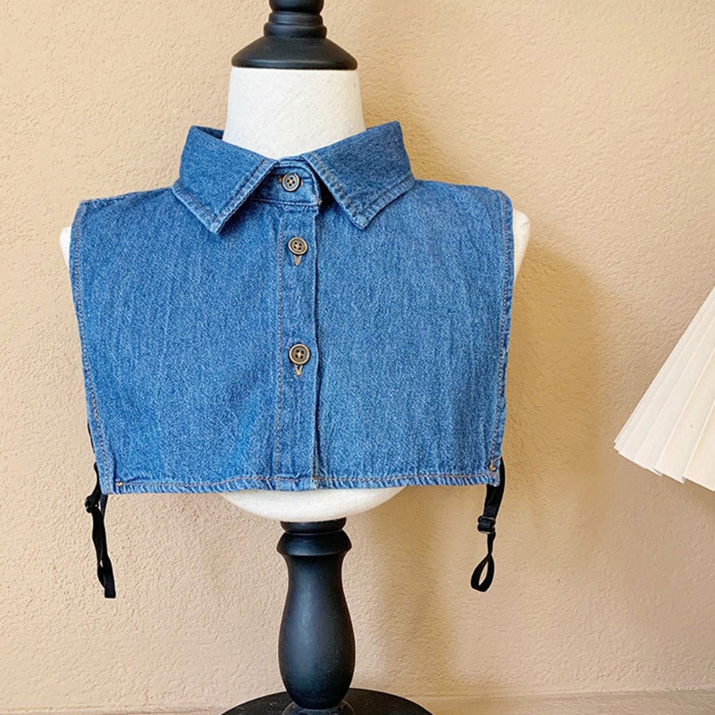 Cổ Áo Sơ Mi Denim Cotton Màu Sắc Trơn Có Thể Tháo Rời Thời Trang Mùa Thu Cho Nam Và Nữ