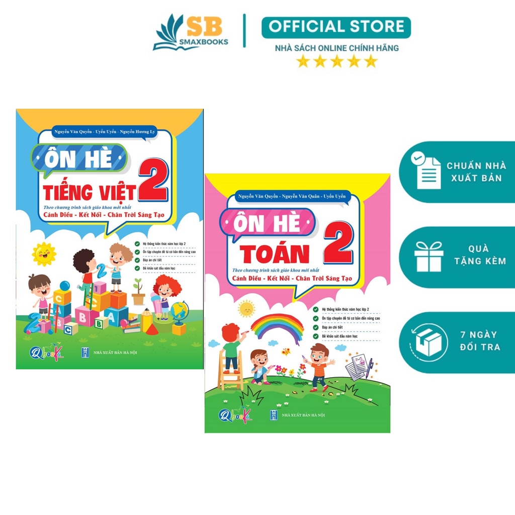 Sách - Combo Ôn Hè Toán Và Tiếng Việt 2 Qbooks 2 cuốn - Dành Cho Học Sinh Lớp 2 Lên Lớp 3 (Chương Trình Mới)